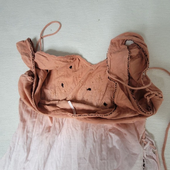 Free People Tunic Top Dress Bali Birdi Embroidered Open Tie Back Cottagecore - Picture 6 of 16